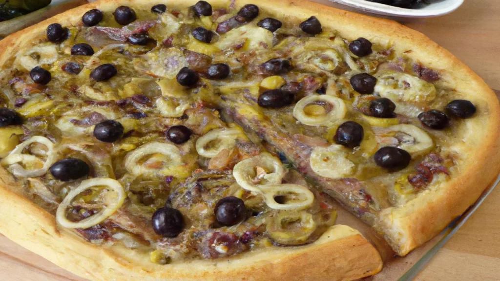 Pissaladière recette niçoise (oignons, anchois, olives)