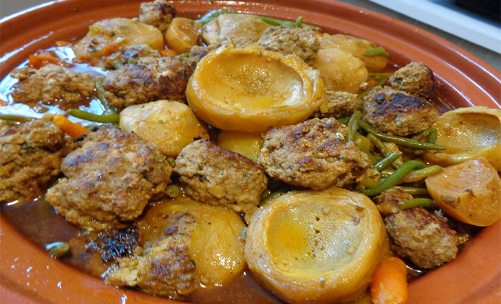 Tajine au poulet et boulettes de kefta