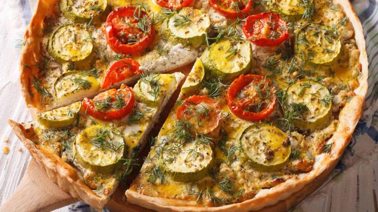 Tarte minceur aux courgettes, aux tomates et au chèvre