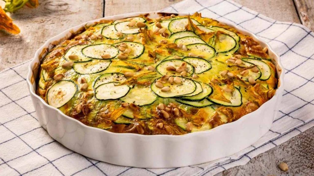 Quiche au four avec courgettes et speck