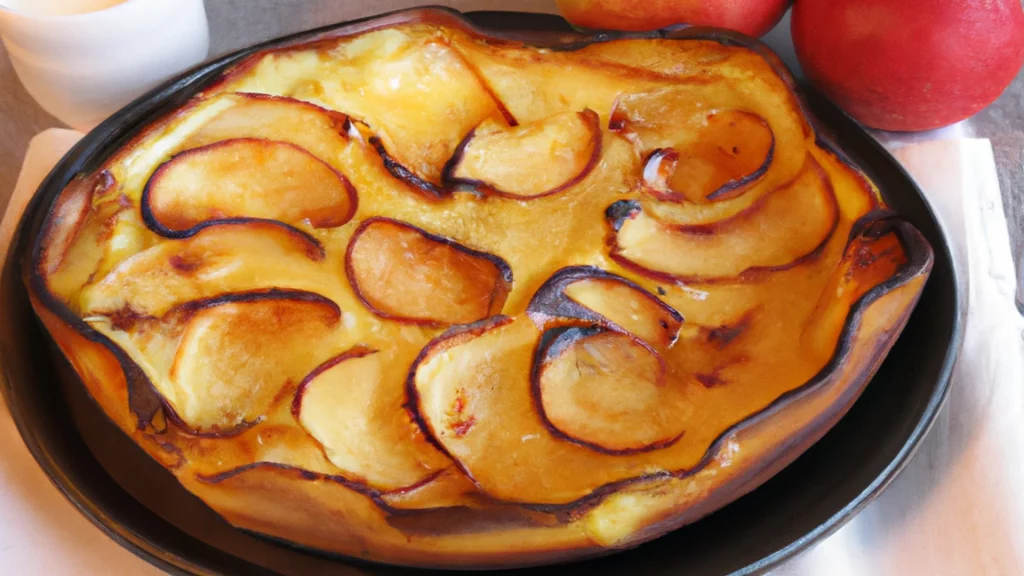 Clafoutis aux pommes flambées au Calvados